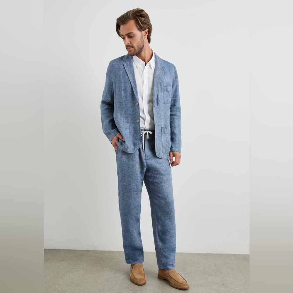 Rails Mercer Linen Dress Pants in Blue Mirage - Picture 4 of 6